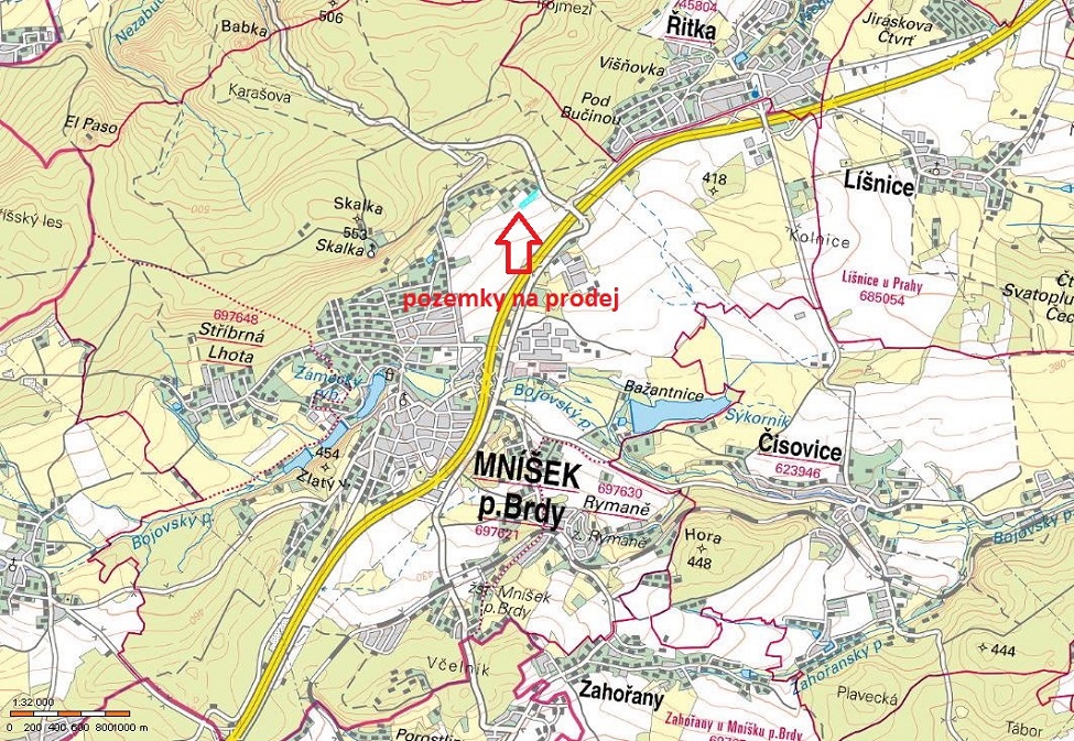 Katastrální mapa pozemků v Mníšku pod Brdy (3)